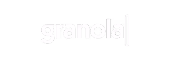 The word 'granola' typed in white lowercase letters on a black background with a blinking text cursor at the end.