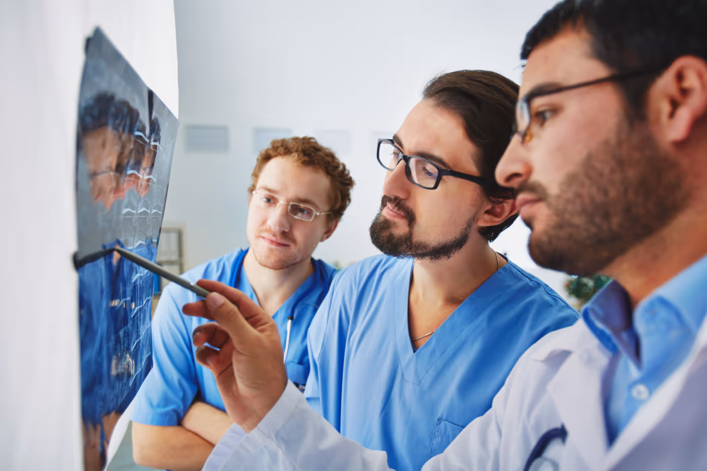 A group of medicine students learning