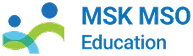 MSK MSO Education logo with blue text and abstract blue and green shapes.