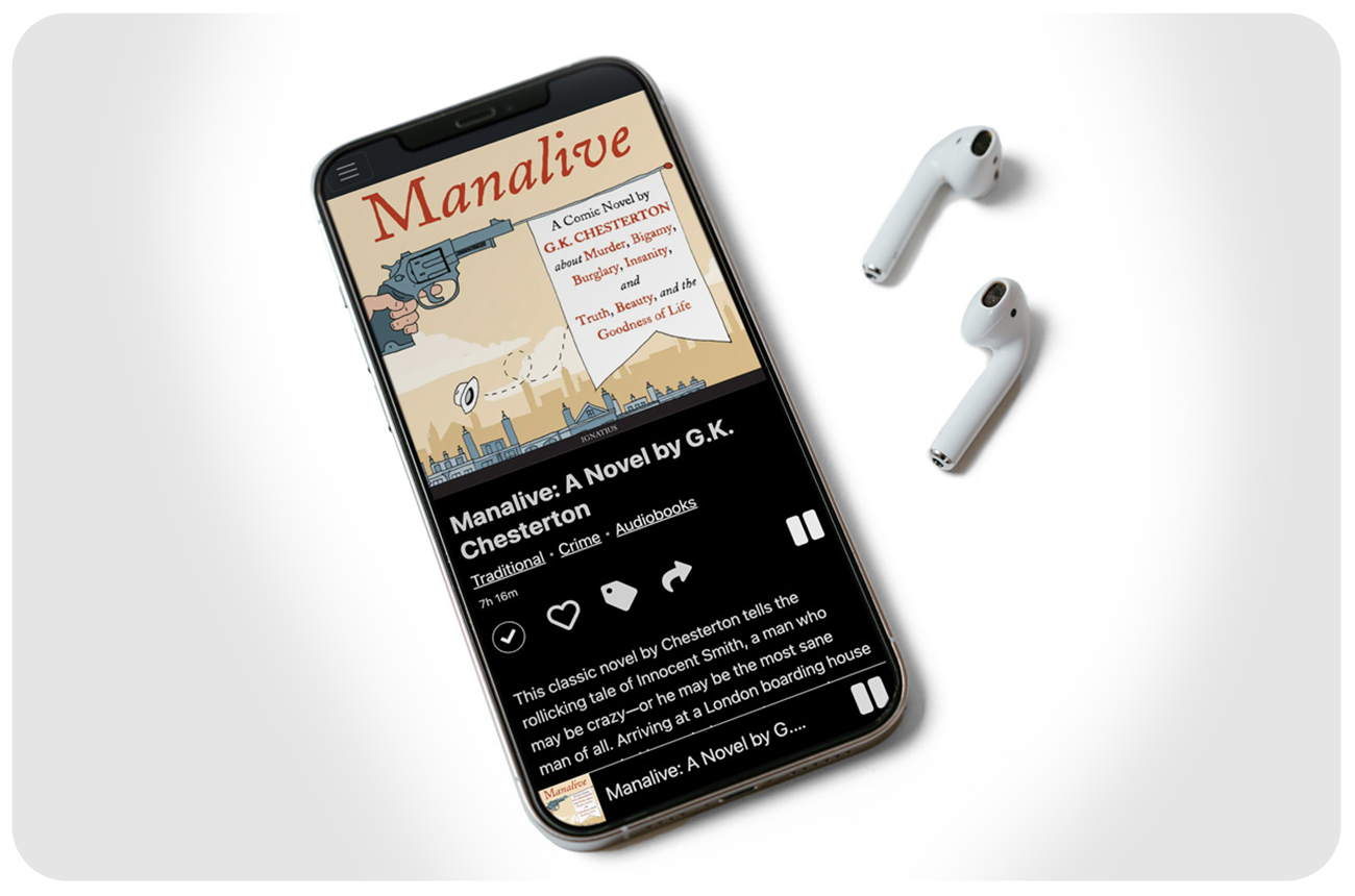 Audiobook on a smartphone with airpods