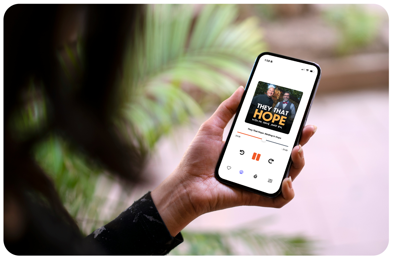 Woman listening to a podcast on an app built with Annunciate