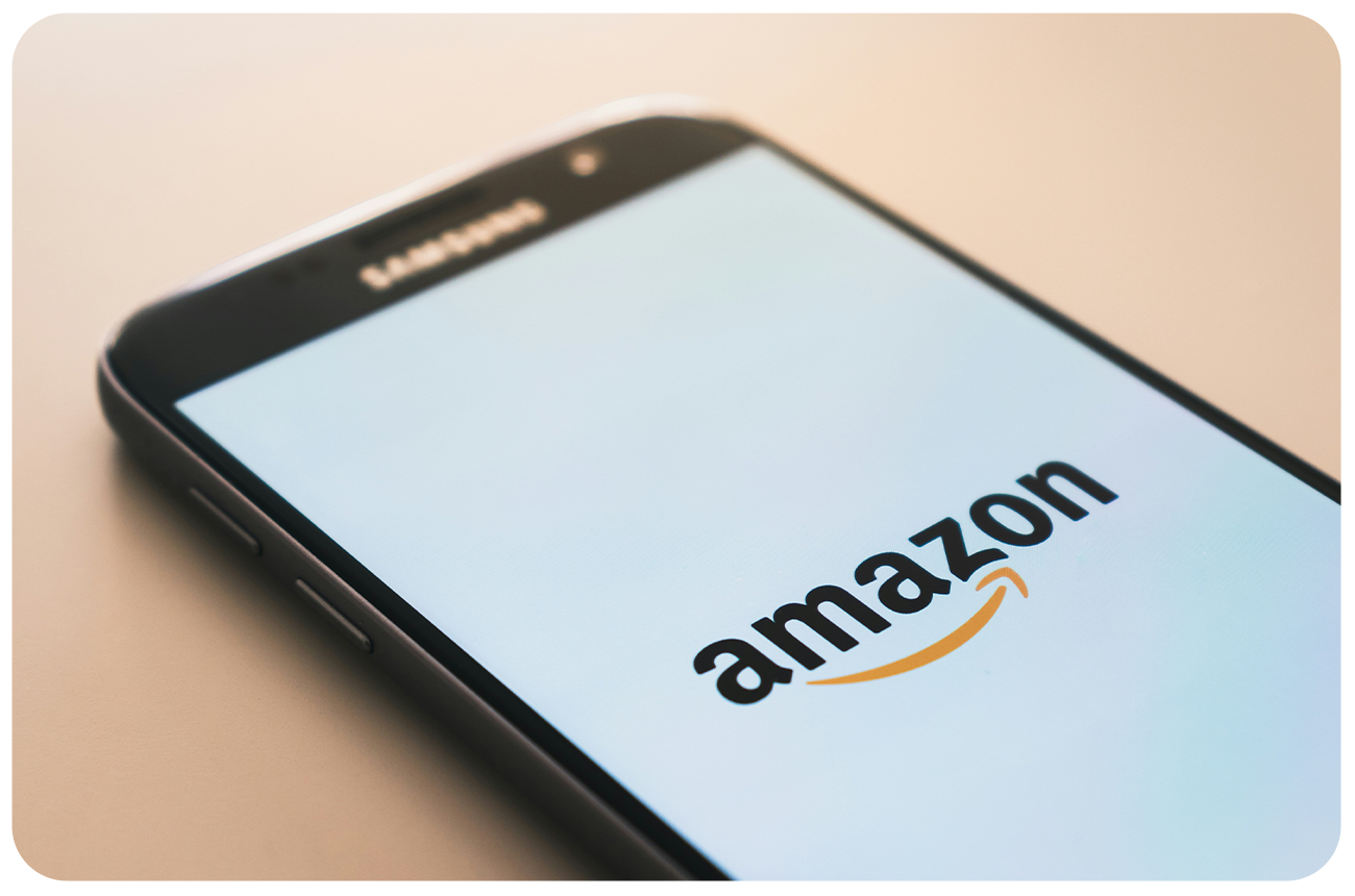Smartphone with the Amazon app on screen