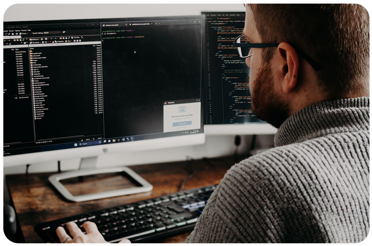software developer coding a custom app