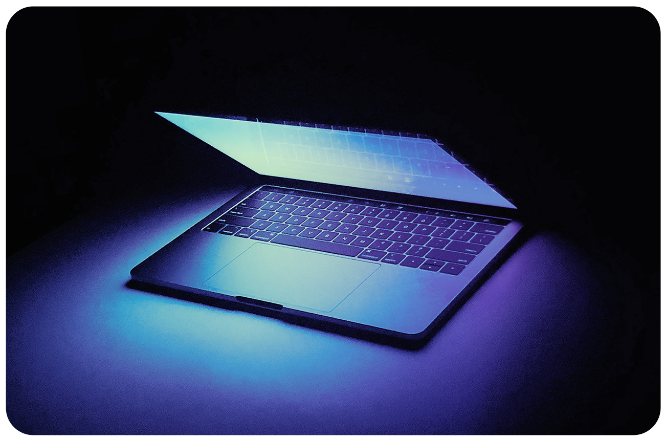 glowing laptop