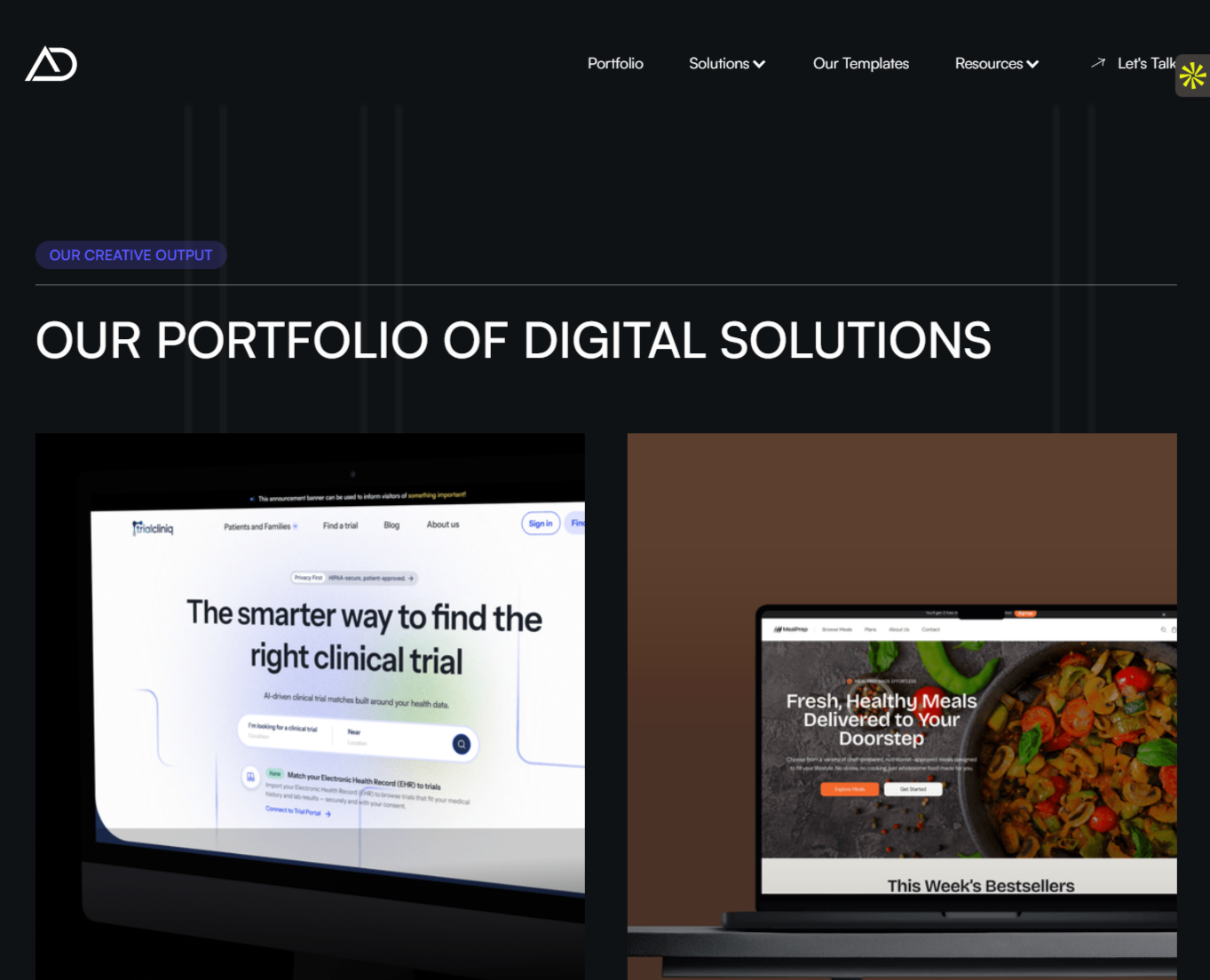 Apperr portfolio page displaying different website designs with user-friendly layouts