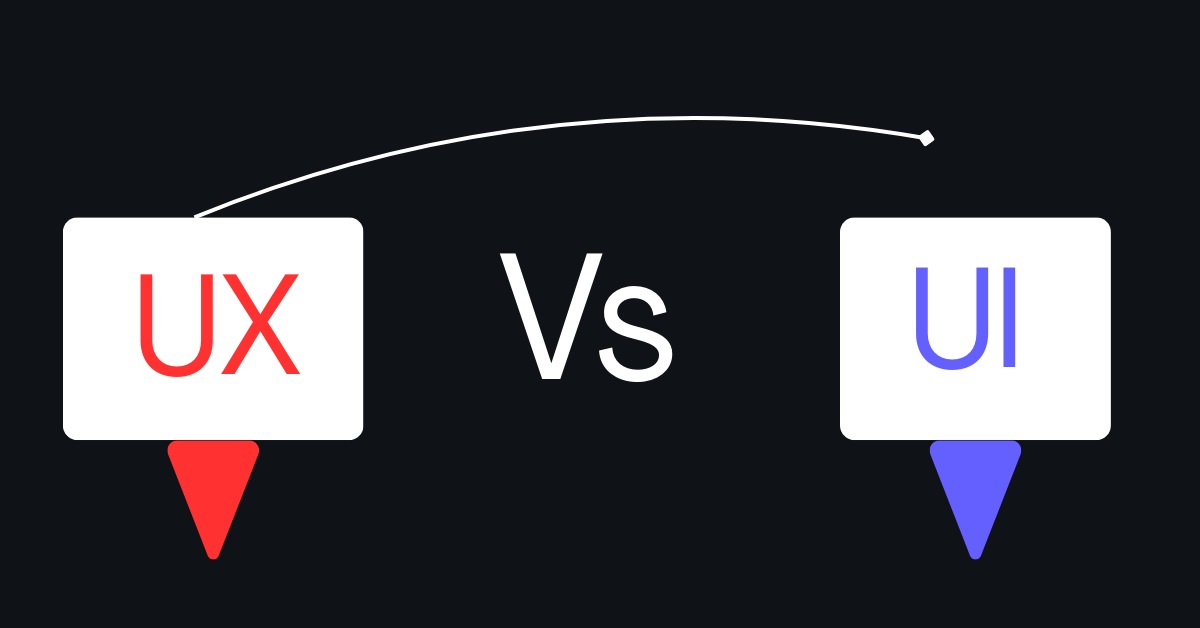 Comparison showing the difference between UX design and UI design on a website
