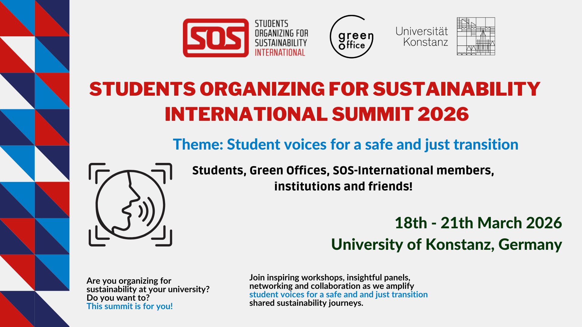 banner promoting the SOS International summit 2026