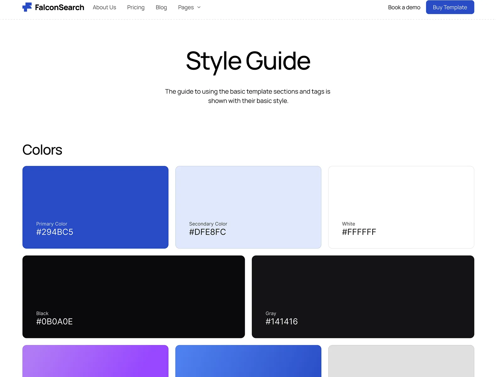style guide page