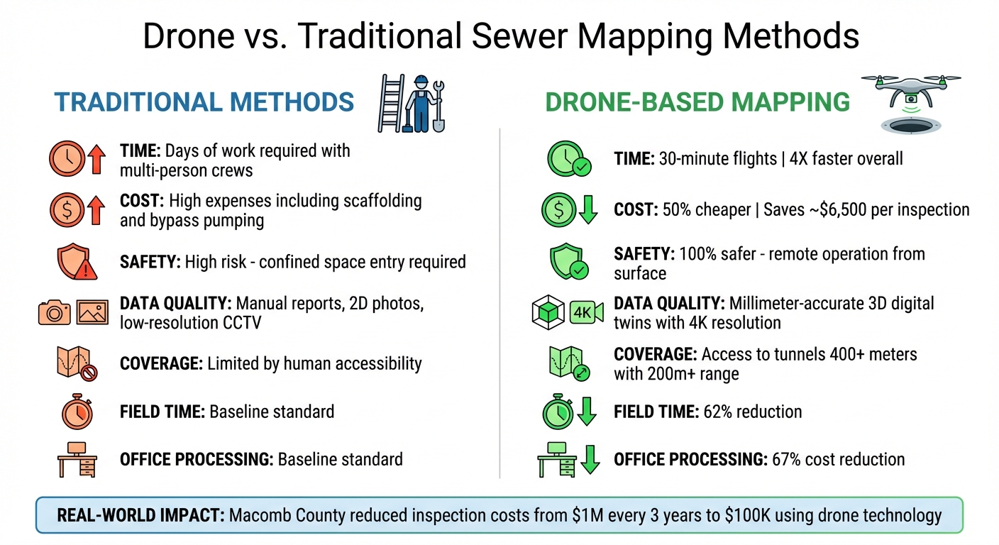 Drone vs Traditional Sewer Mapping: Cost, Time, and Safety Comparison