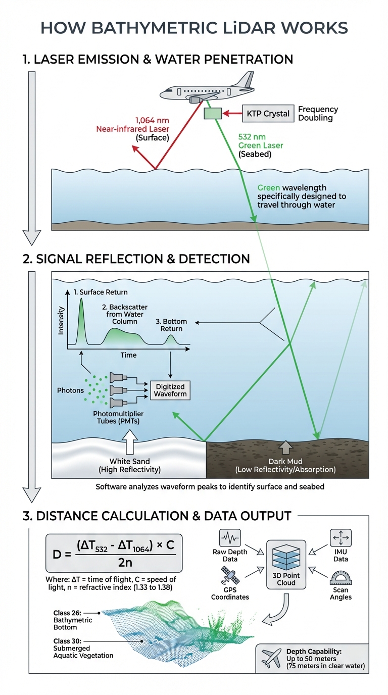 How Bathymetric LiDAR Works: 3-Step Process from Laser Emission to 3D Mapping