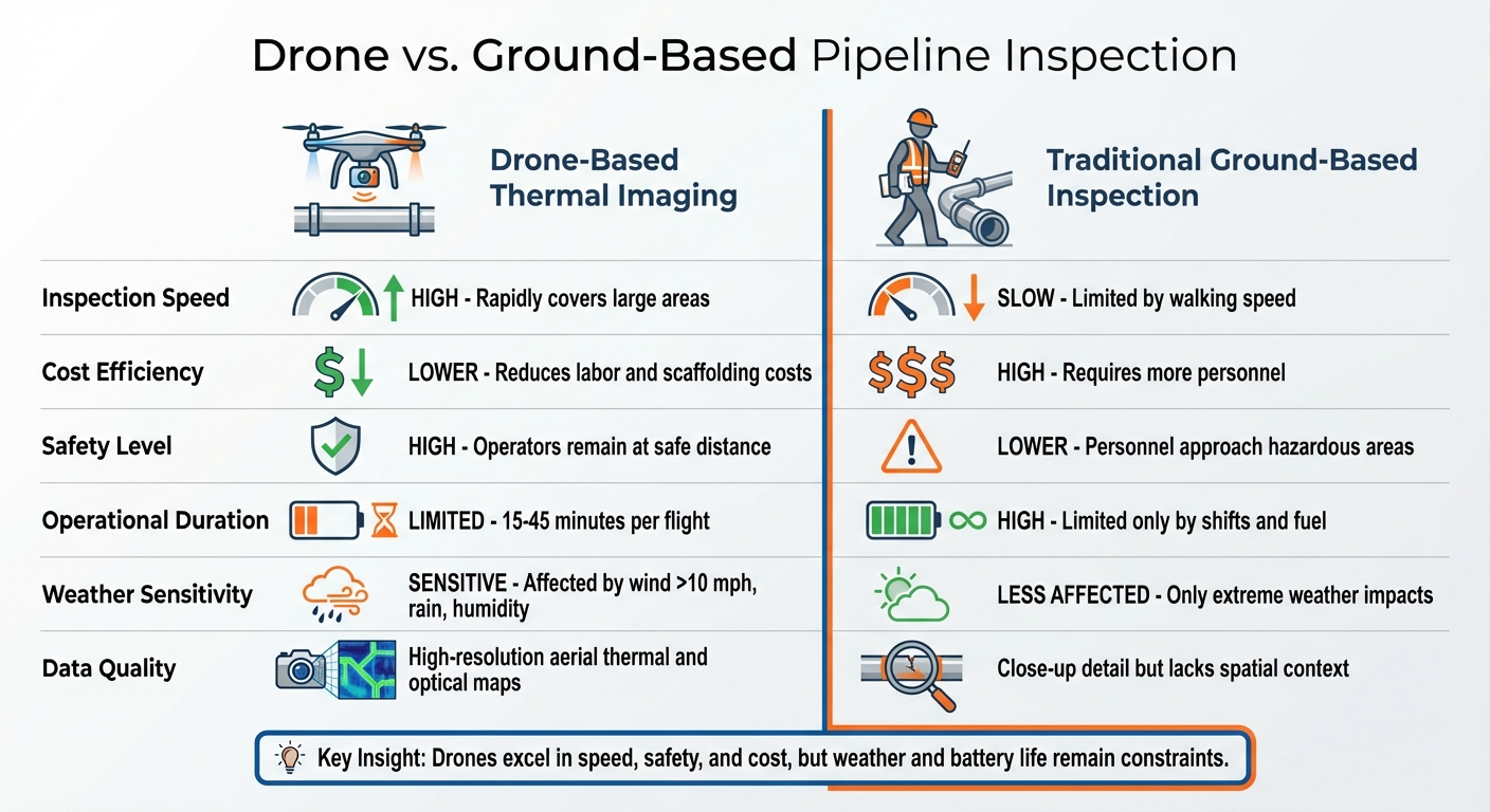Drone Thermal Imaging vs Ground-Based Pipeline Inspection Comparison