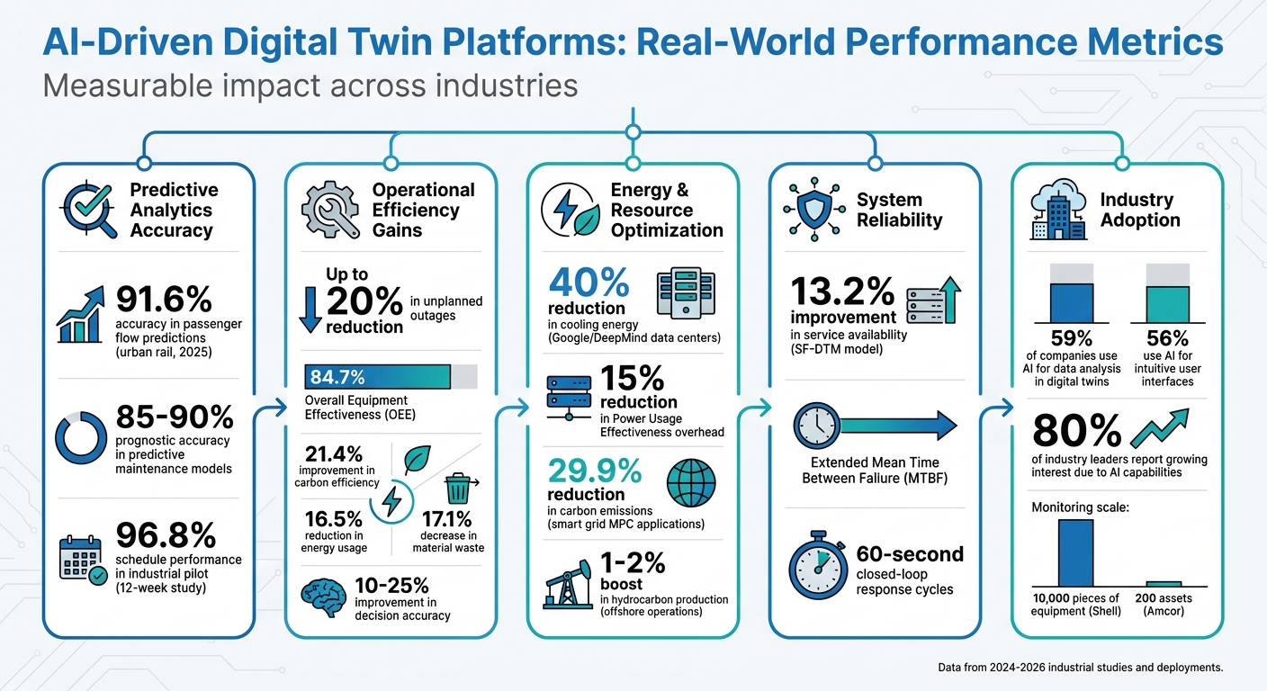 AI-Driven Digital Twin Platforms: Key Performance Metrics and Industry Results
