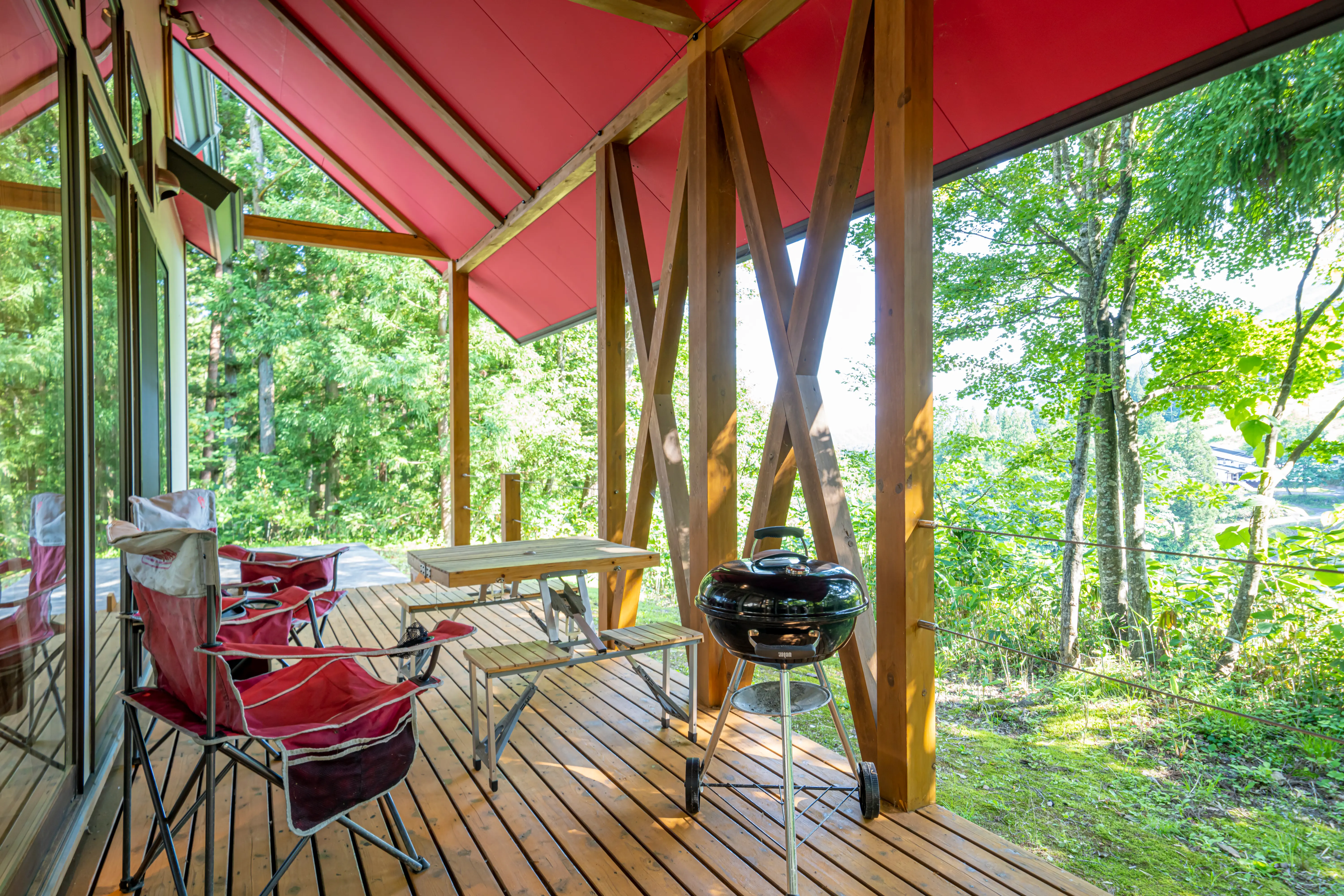 Outdoor deck at the modern chalet