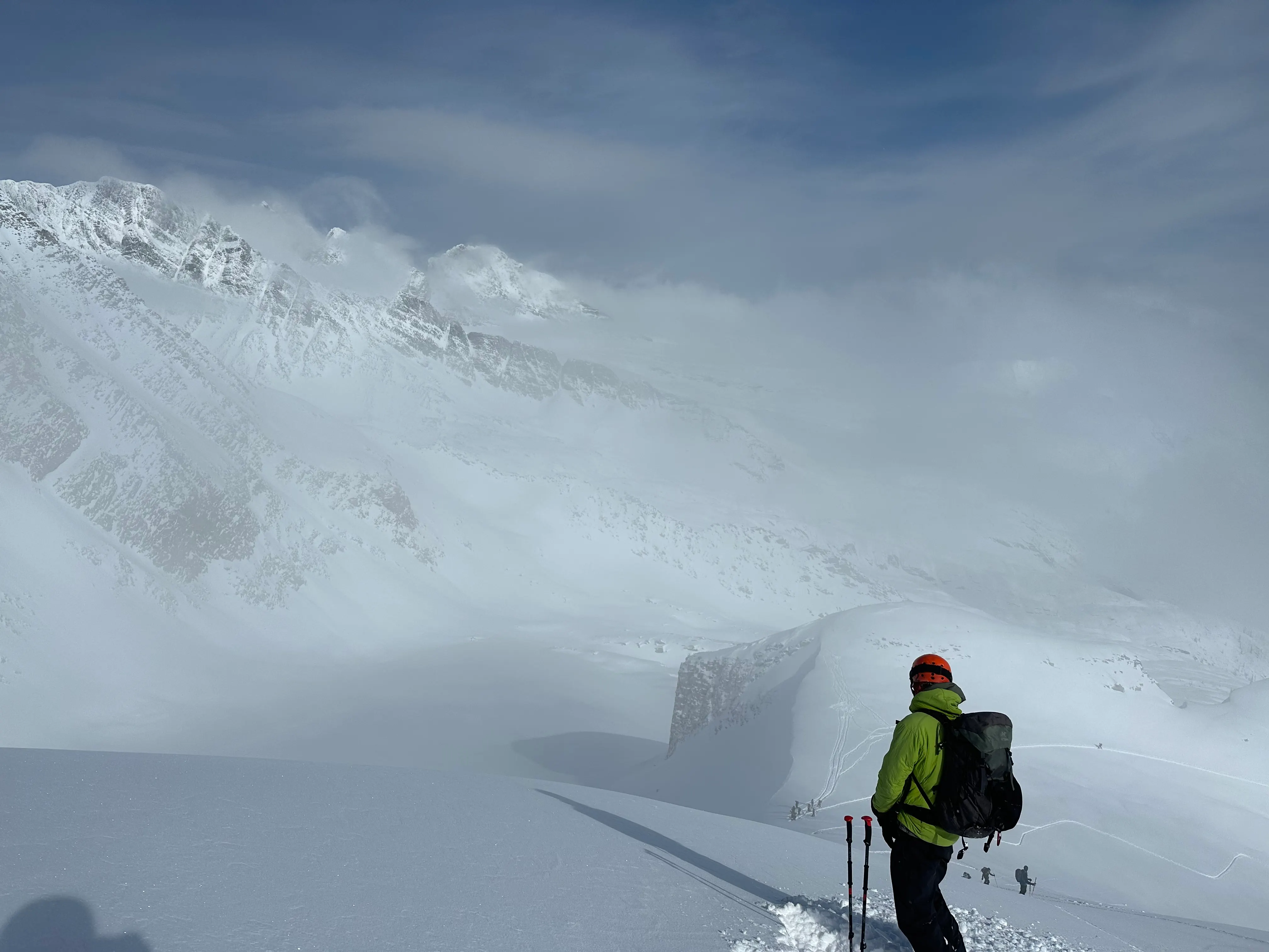 Looking down the start of a decent, Rogers Pass