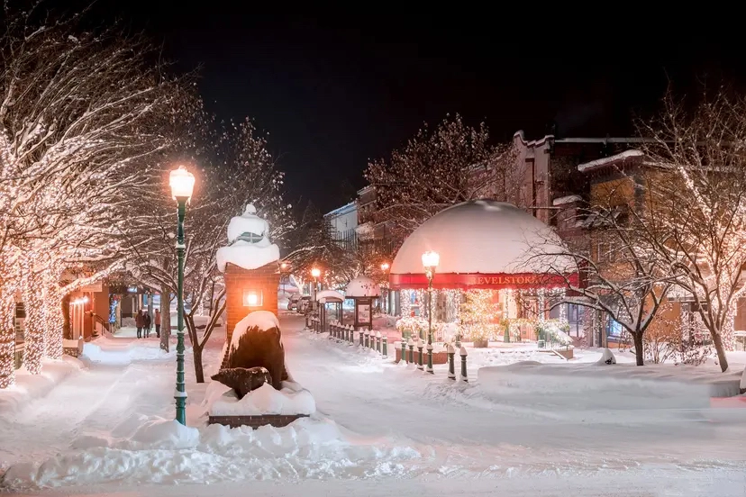 Revelstoke winter street scene
