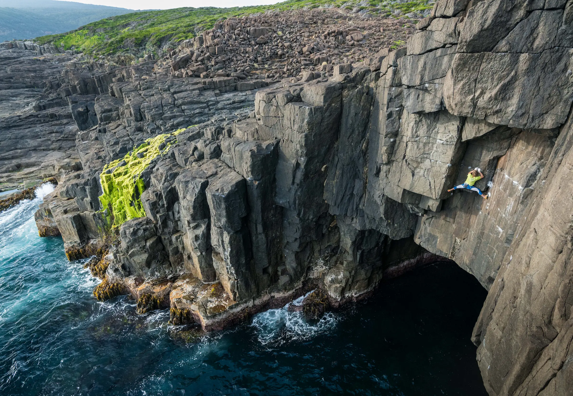An airy route over an ocean arch, Tasmania
