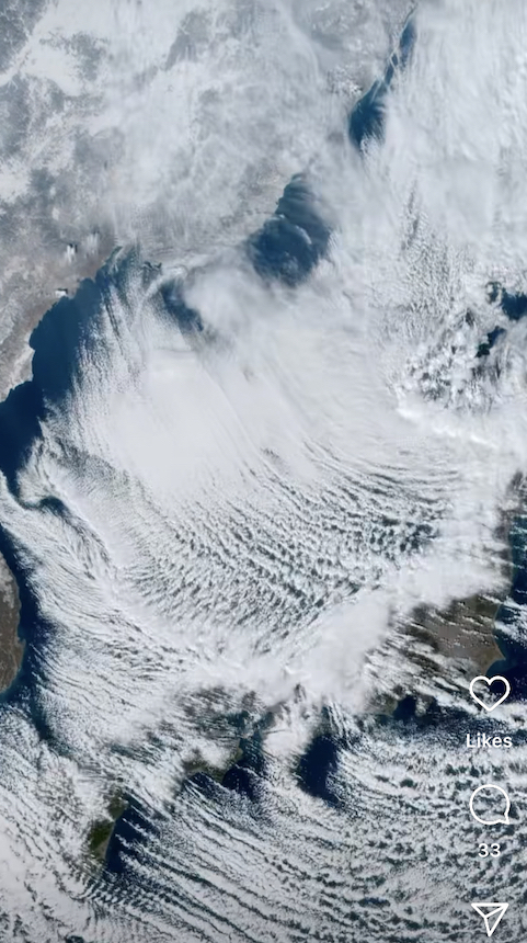 A satellite image of Japan during ocean effect