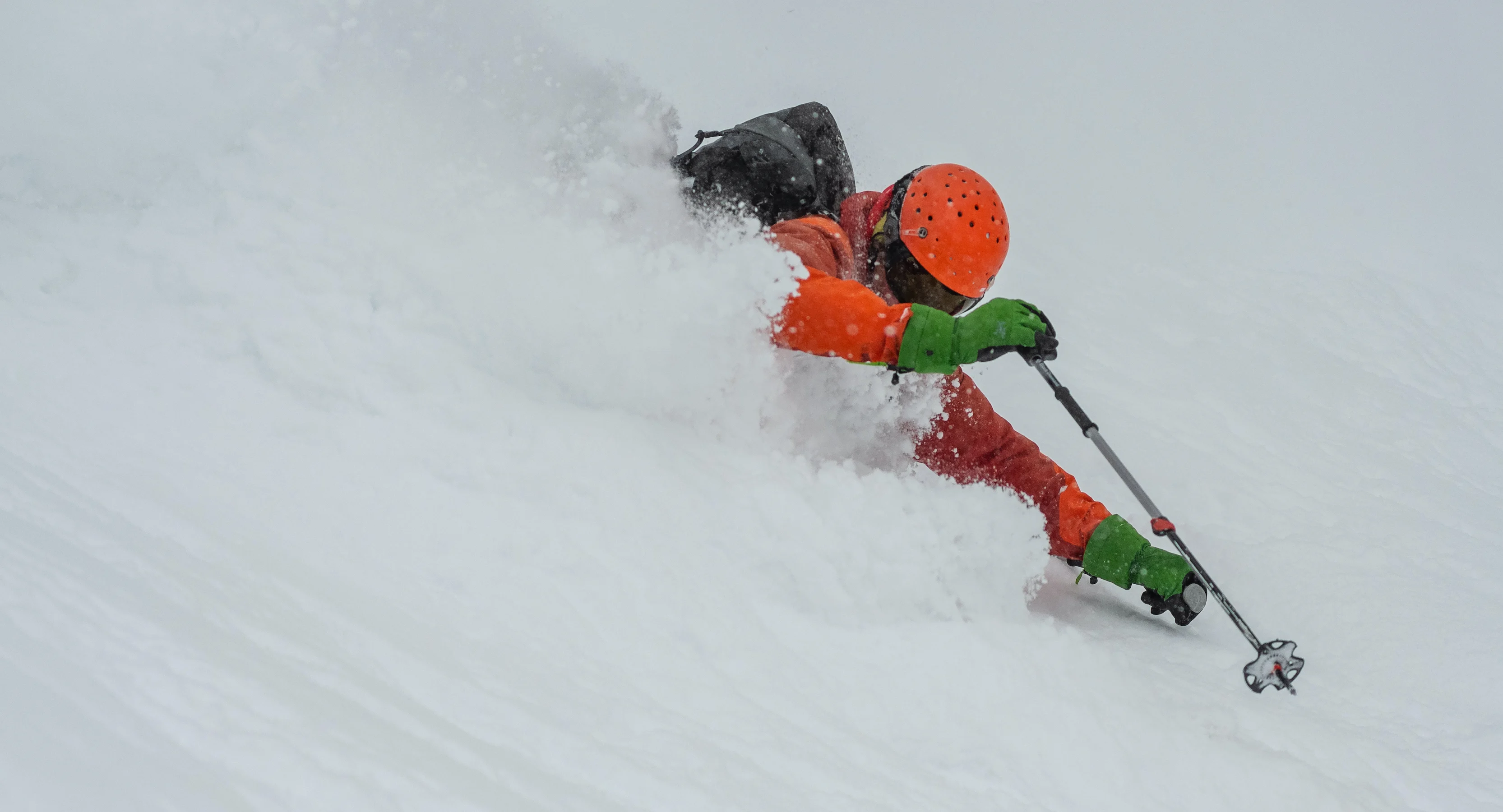 Guide Will Mackaness getting up to armpits in deep powder