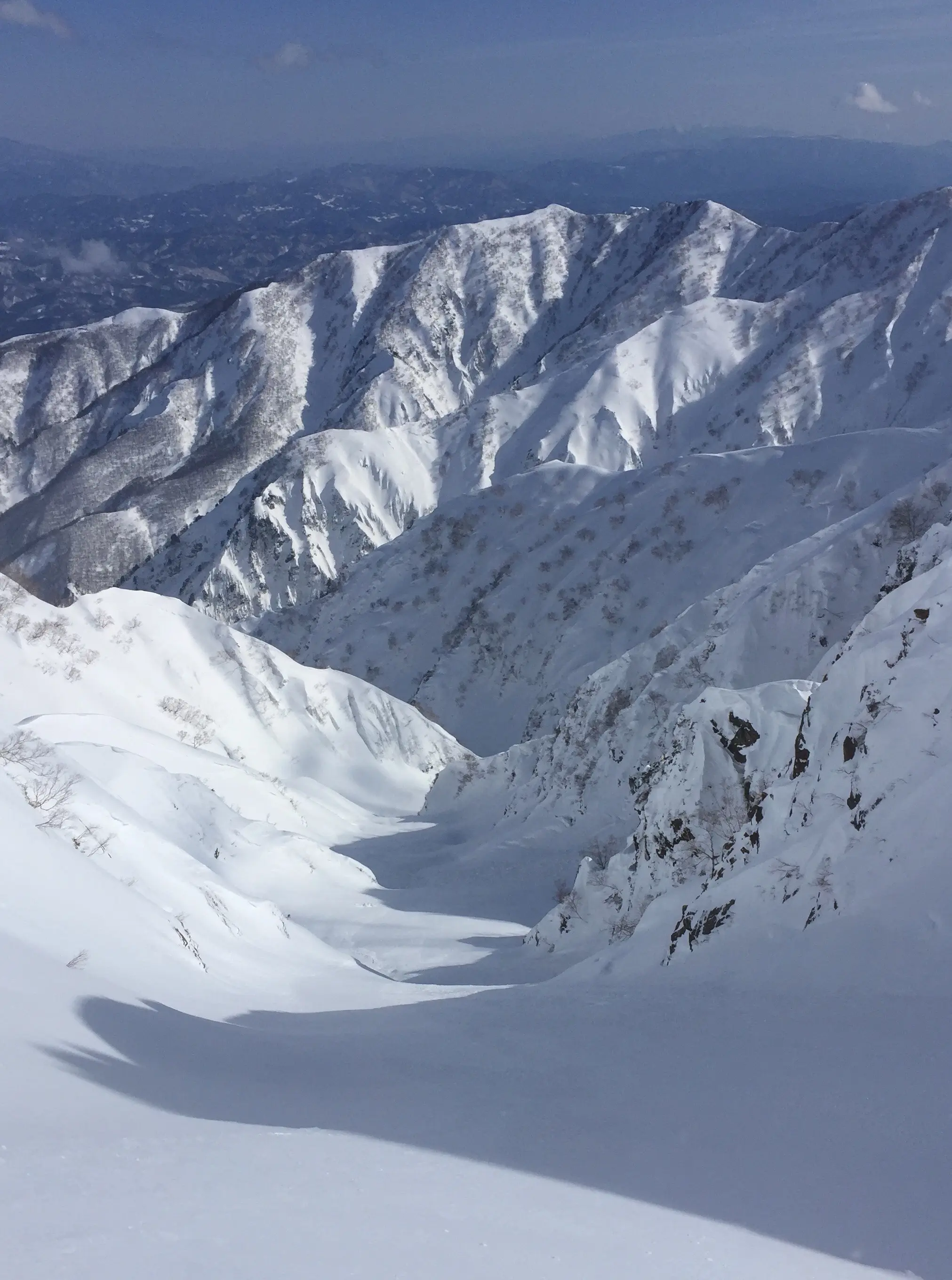 A deep gully feature, walled on one side