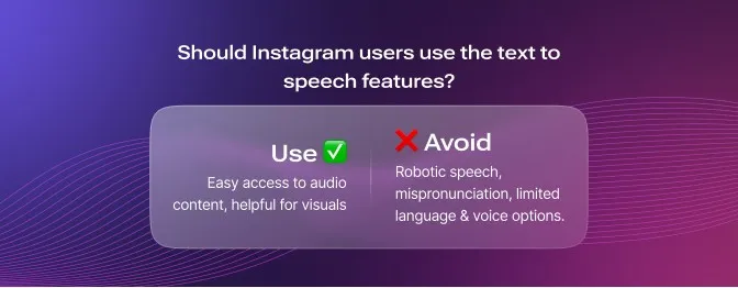 Text to speech feature use in instagram reels