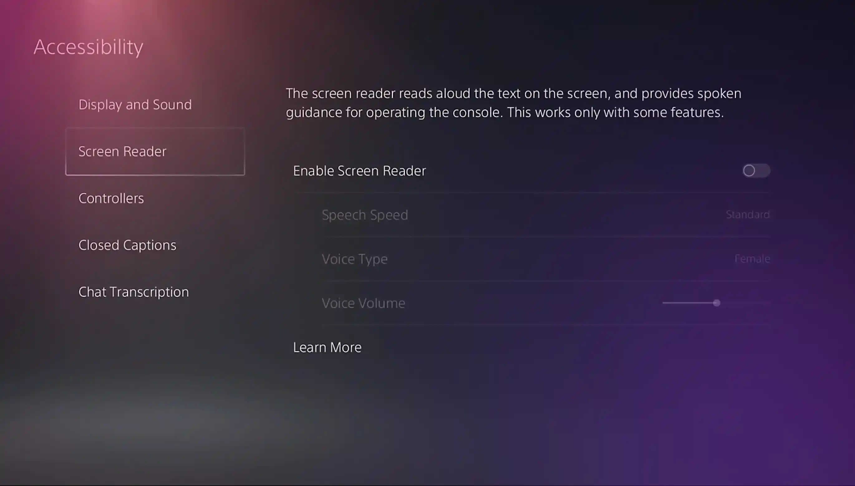 Enable Screen Reader