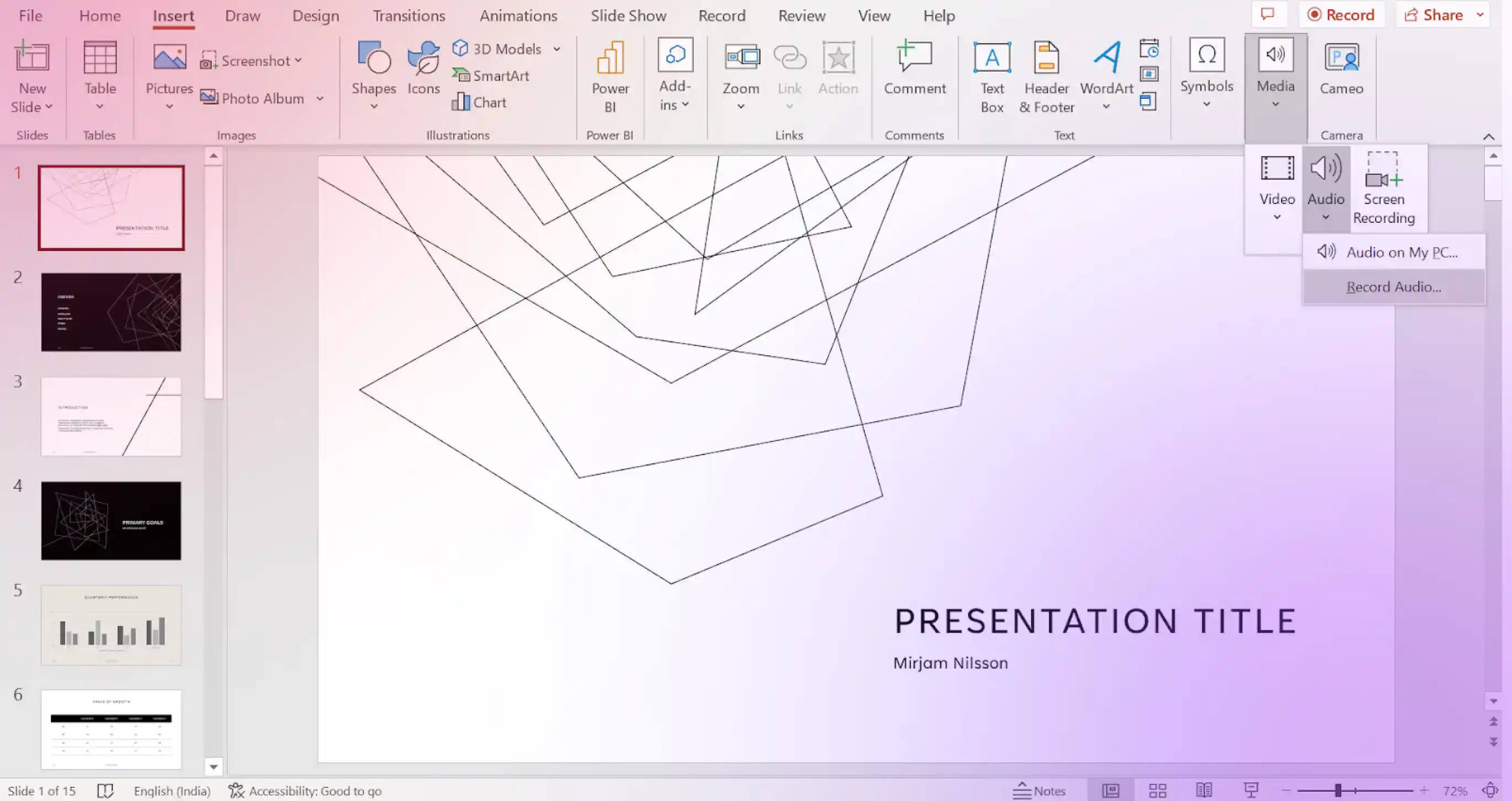 add an existing audio file from your PC