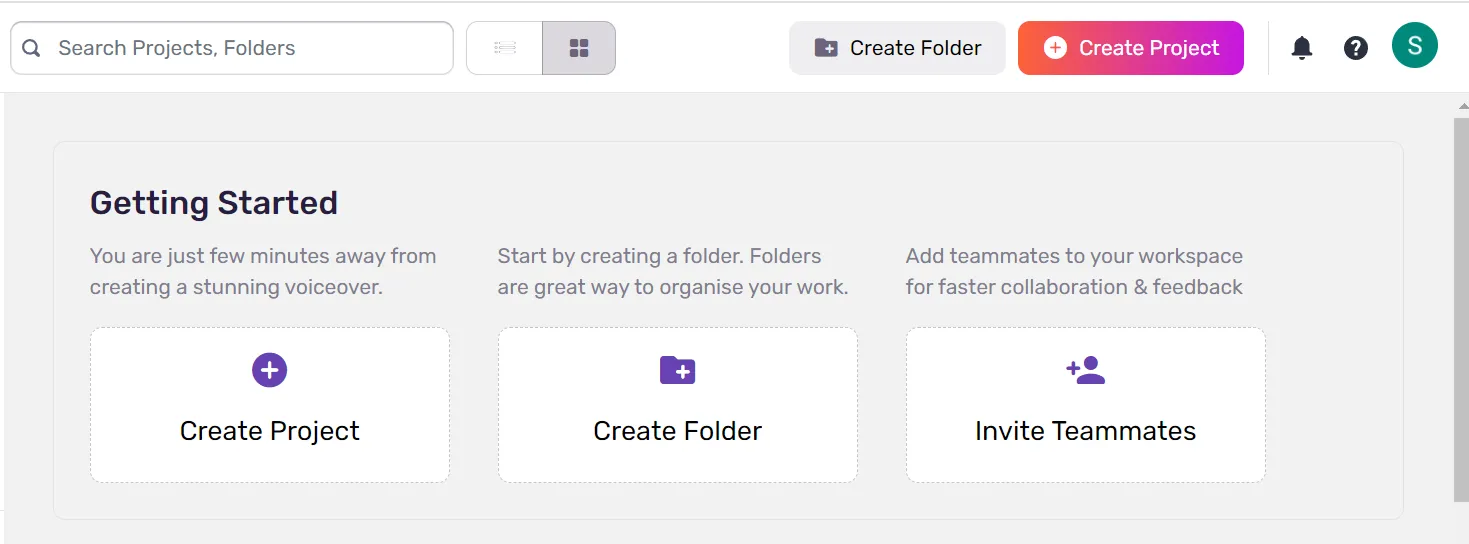 Create A new project on Murf Studio