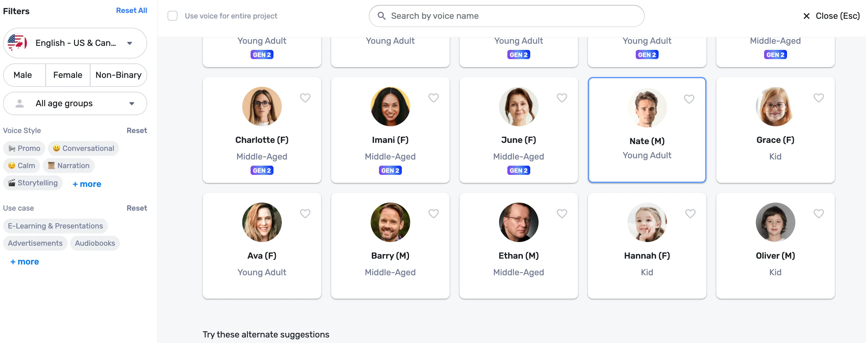 Choose AI Voice on Murf
