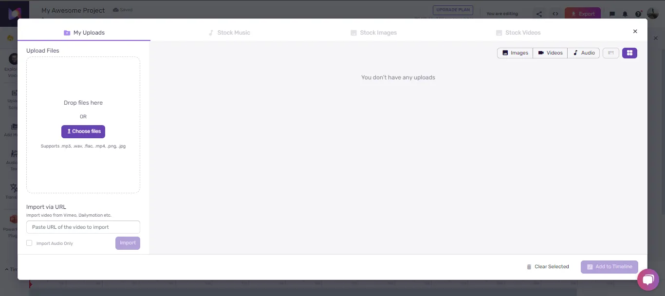 Upload your tiktok video into the project