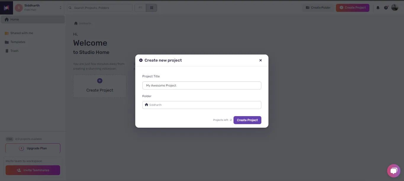 Create a new Project