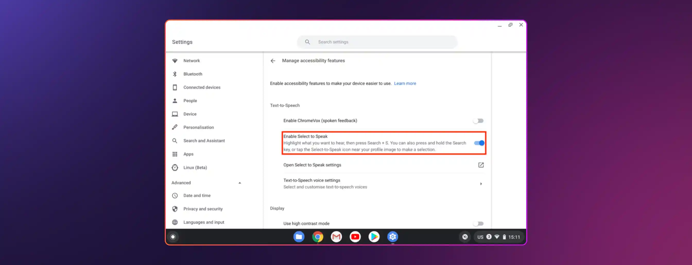 Turning Off Select-to-Speak