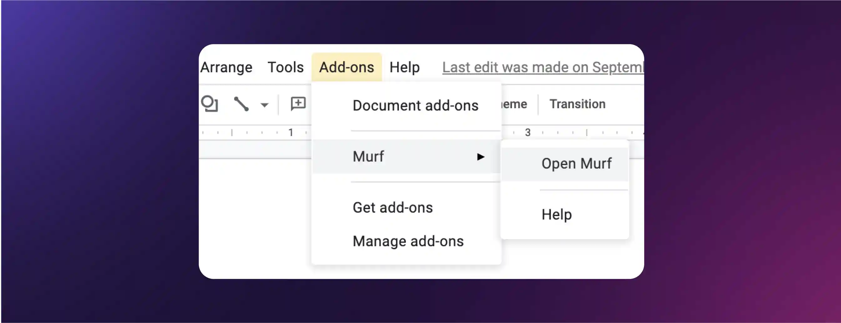 Open the Murf add-on