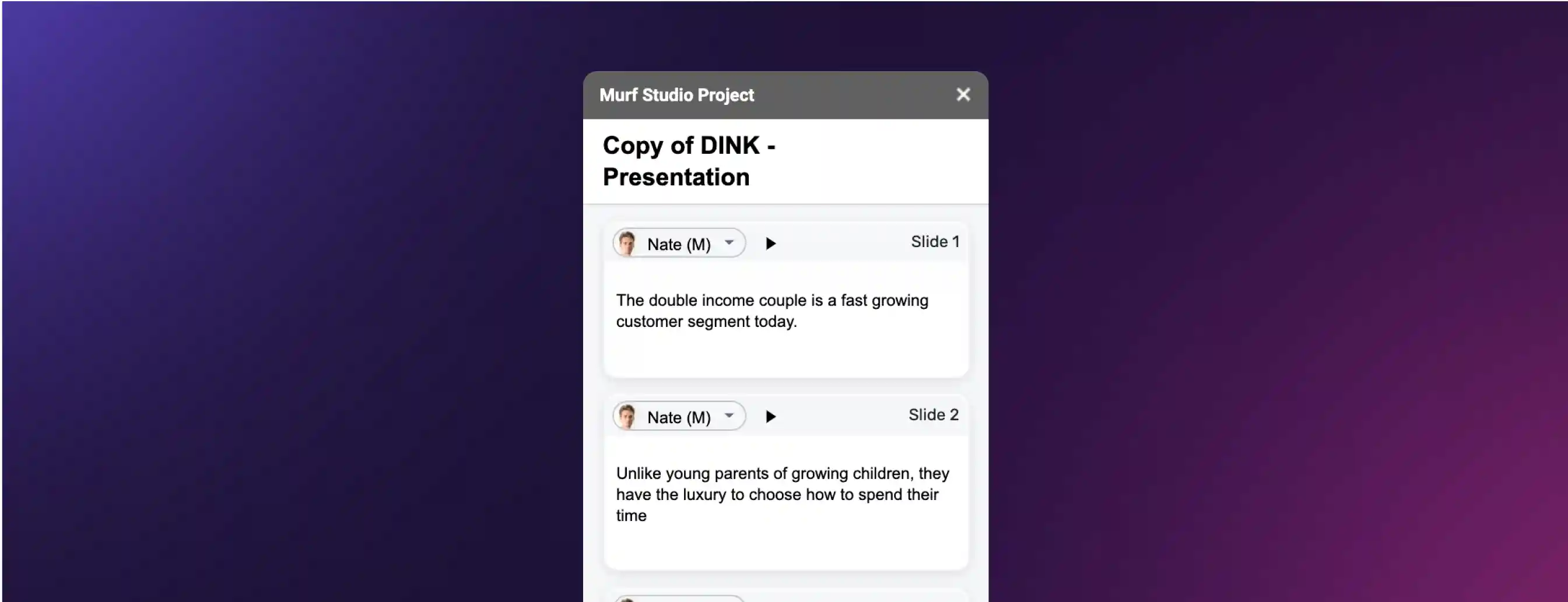 Combine your voice over presentation and audio file to create a video