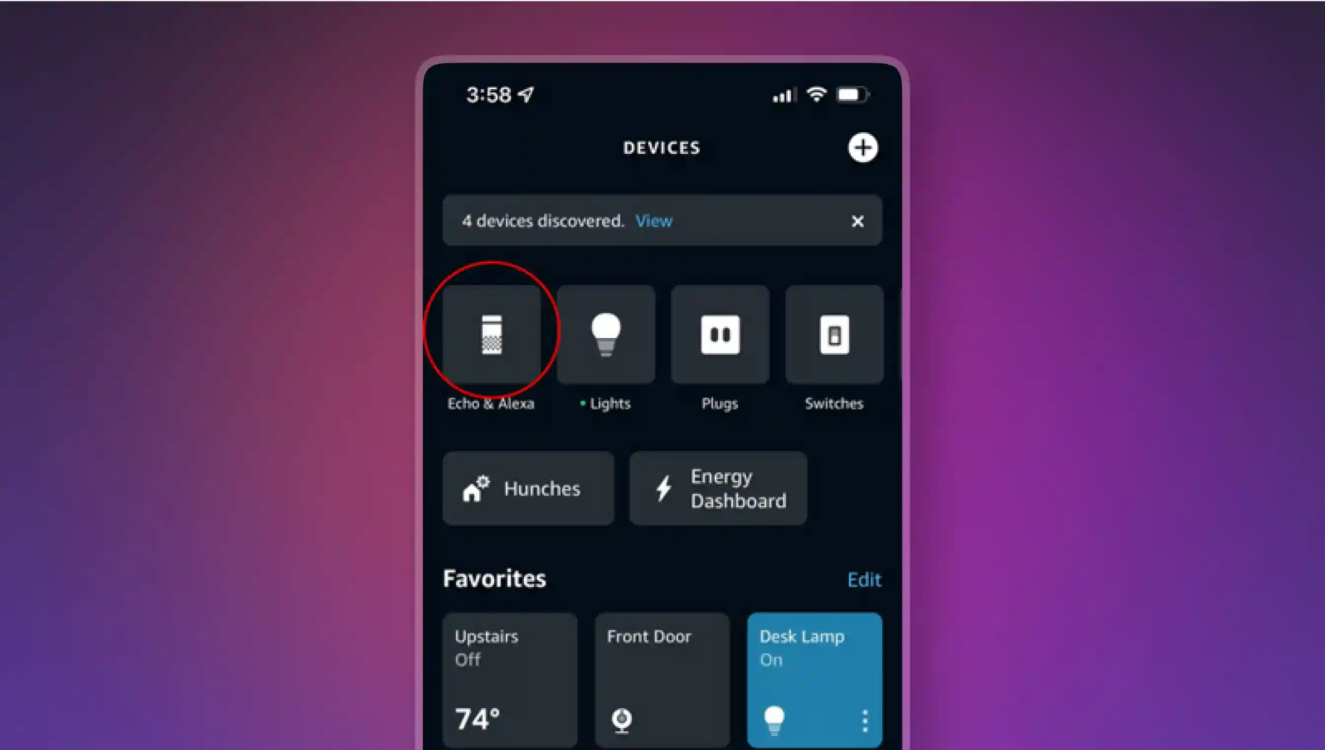 A screenshot pointing towards Echo & Alexa