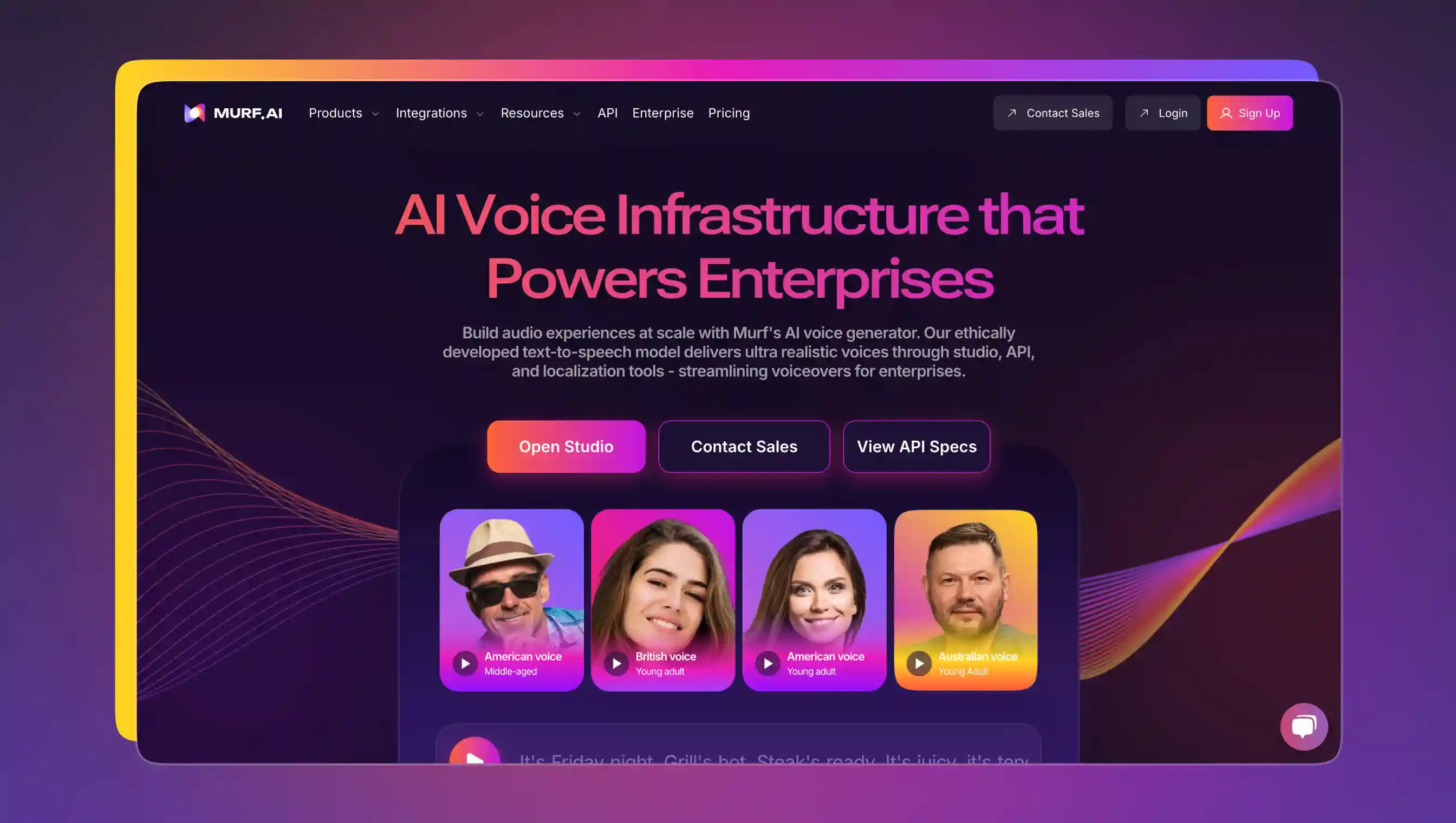Screenshot of the Murf homepage