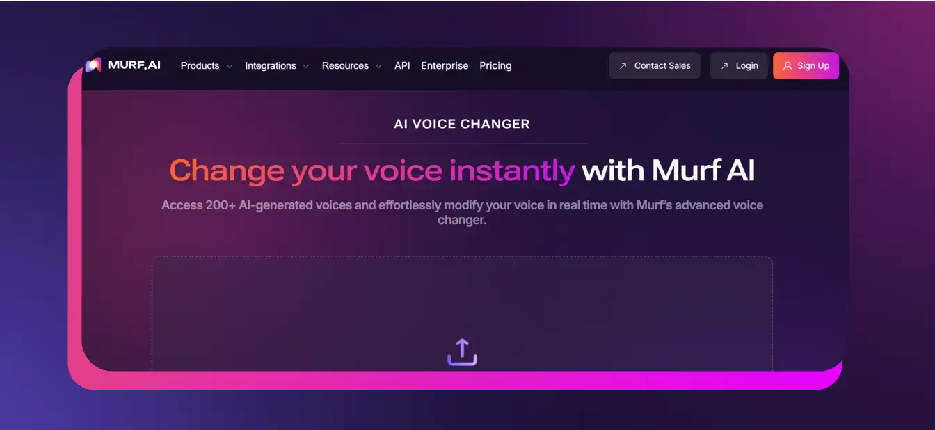 Murf's AI Voice Changer homepage
