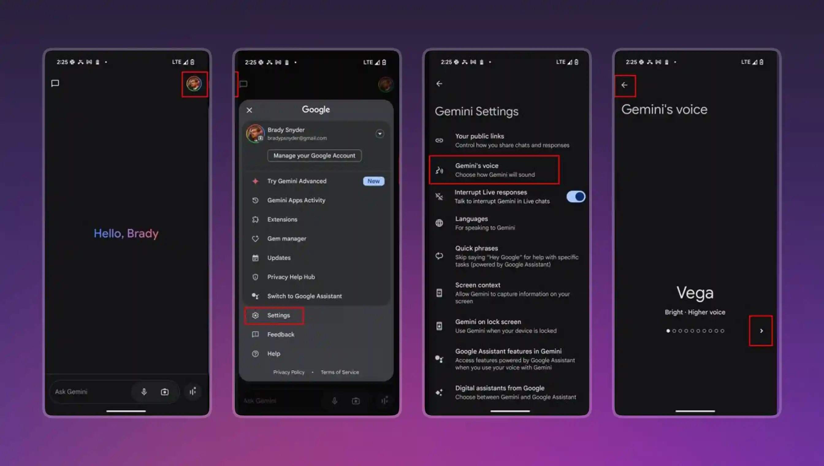 Adding a voice on Gemini on an Android device