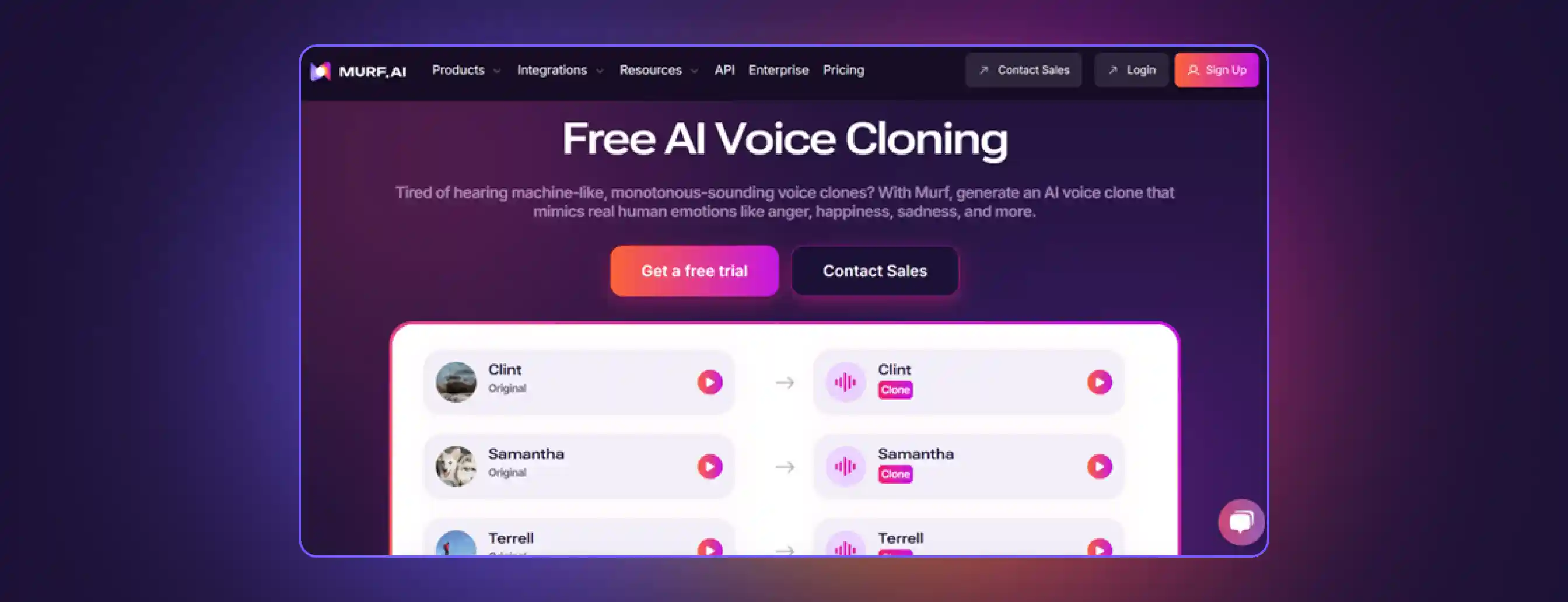 Murf AI's voice cloning homepage screenshot