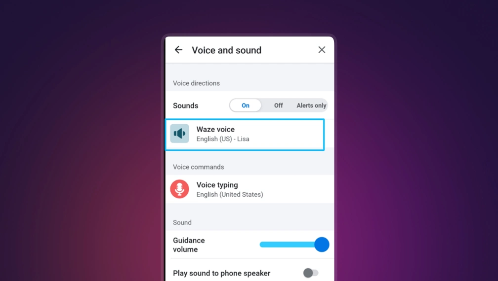 Voice and sound settings in Waze