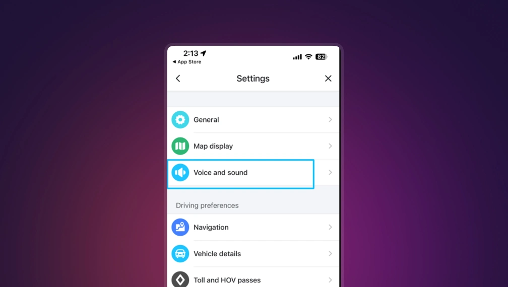 Settings and Voice & sound option