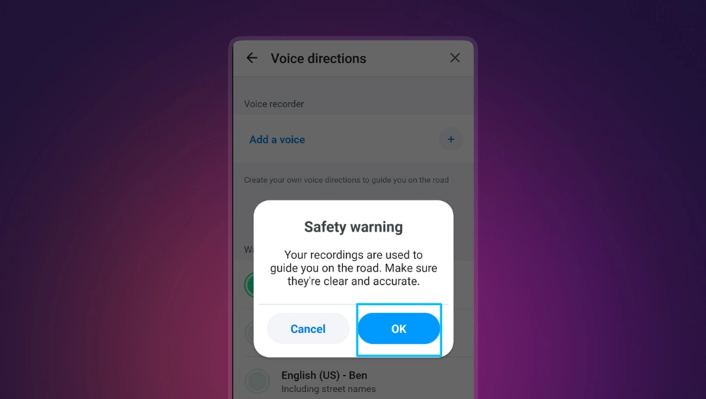 Safety warning pop-up in Waze