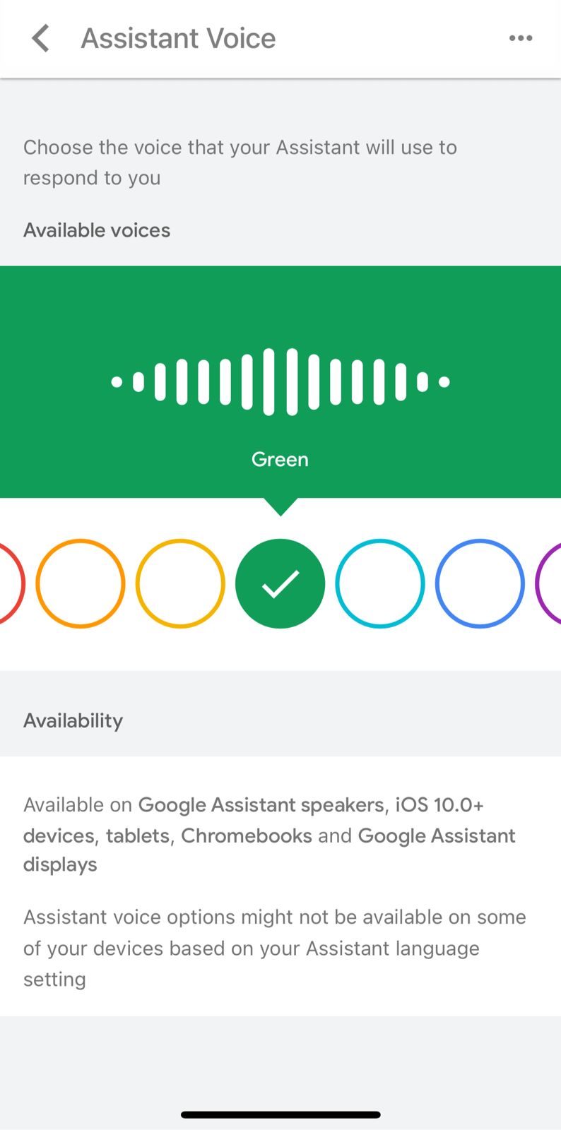 iPhone Google Assistant Profile Settings