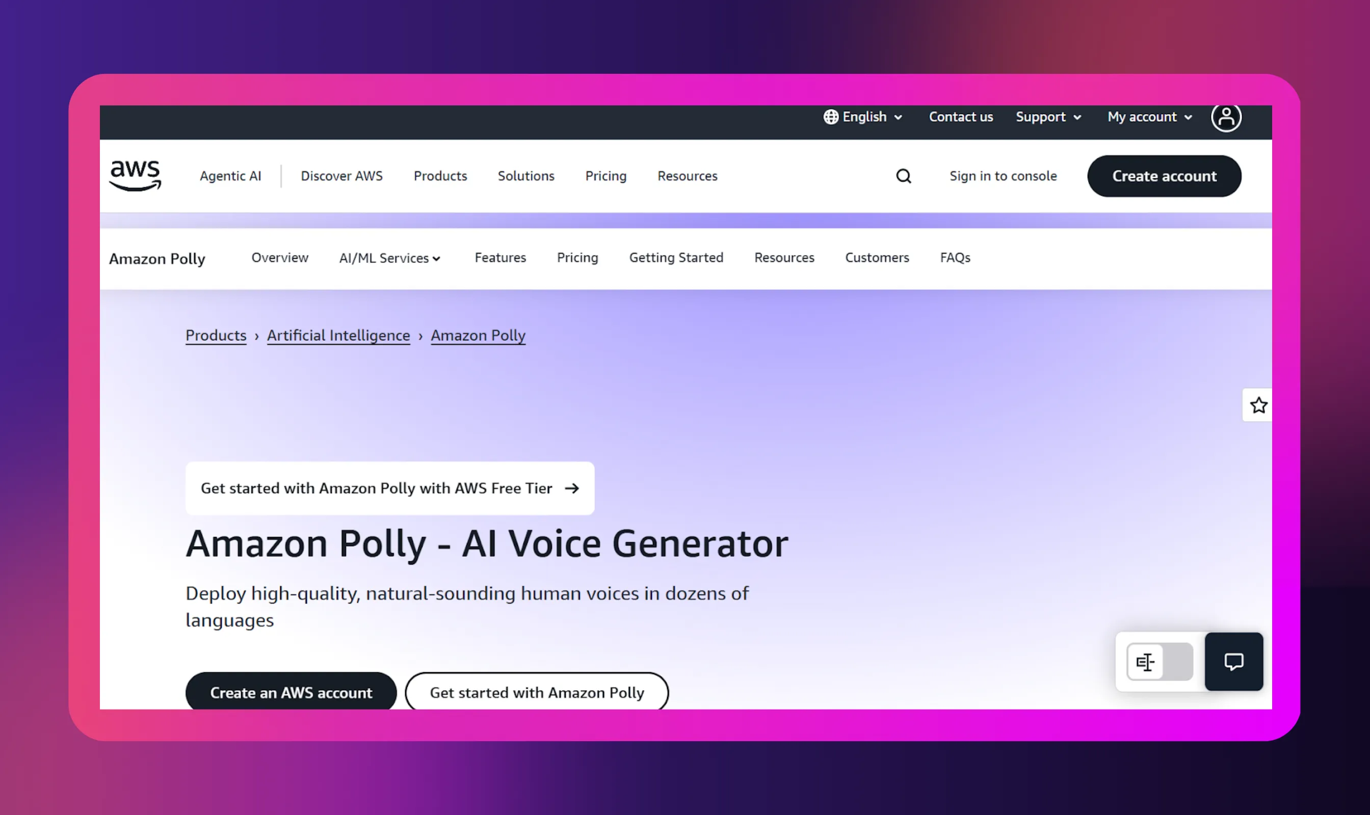 Amazon Polly - Top 10 Cartesia Alternatives