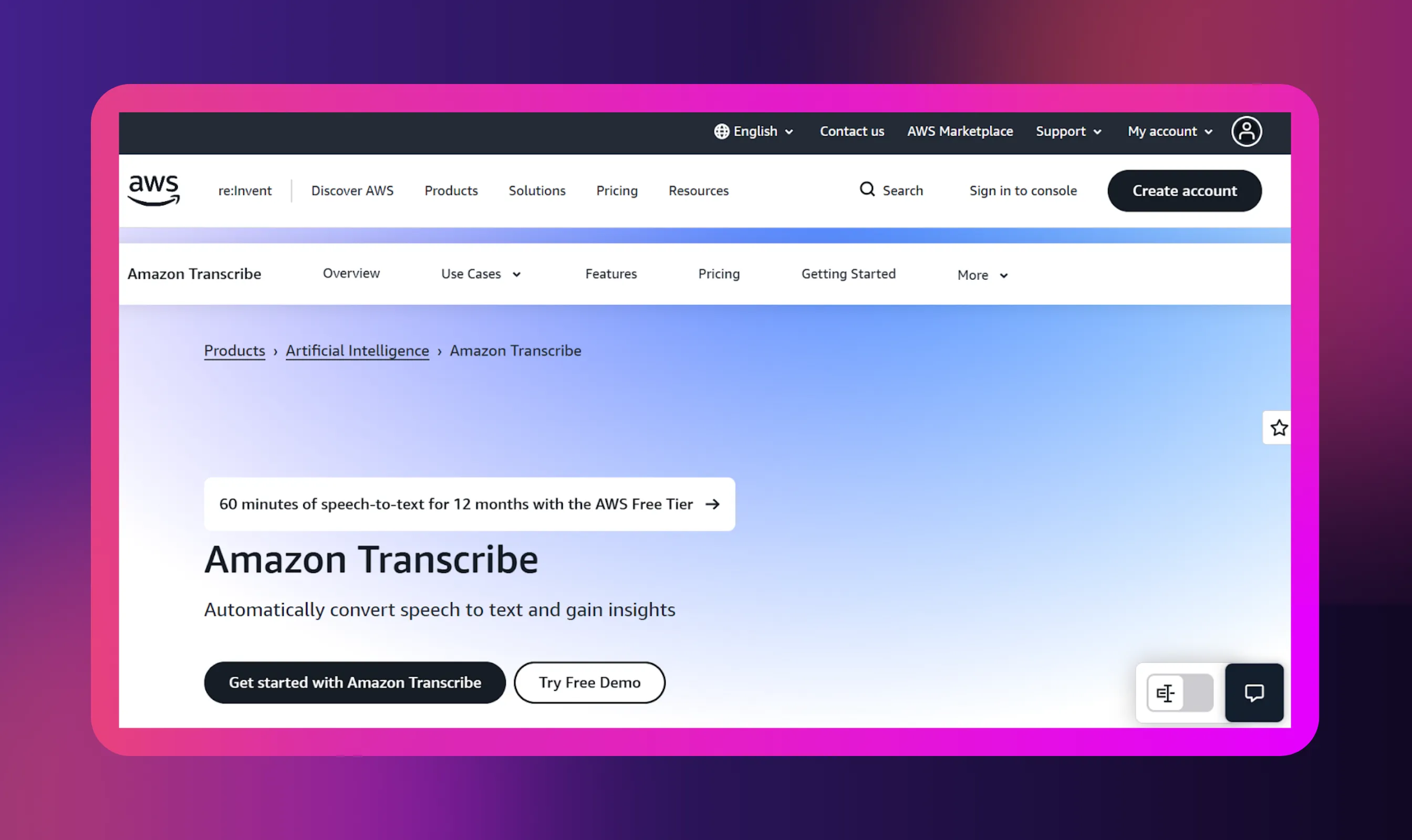 Amazon Transcribe with Amazon Translate