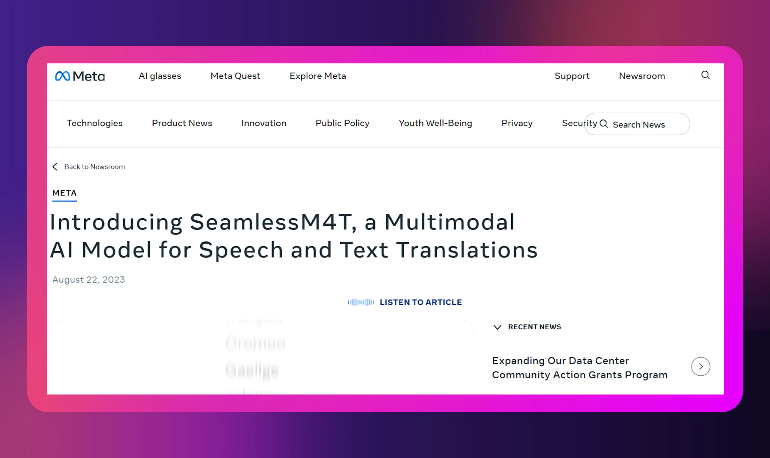 Meta SeamlessM4T