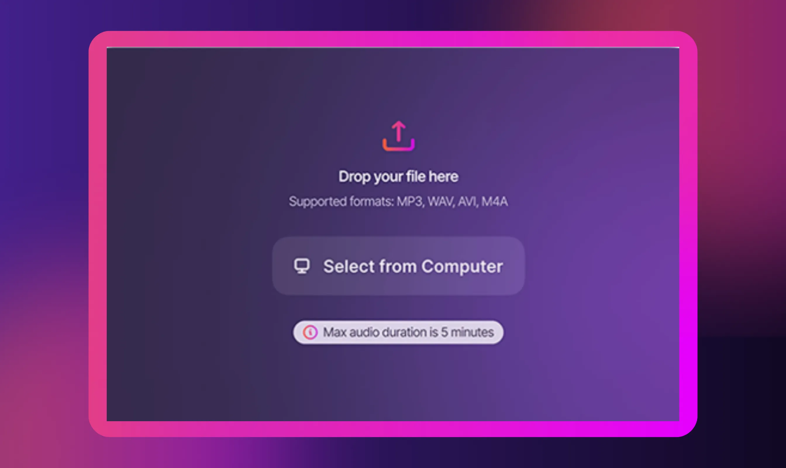 Step 1: Upload the audio file