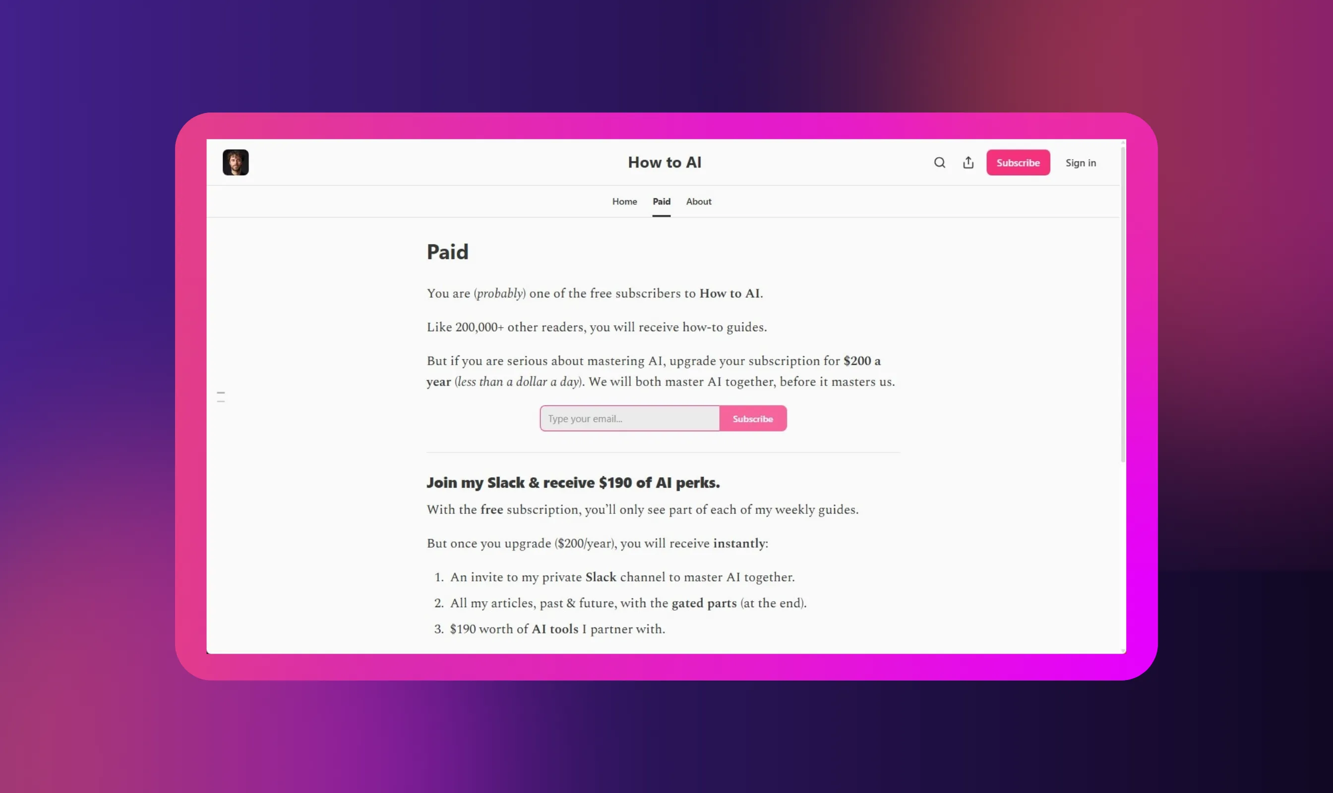 Substack Paid Subscriptions (Core Model)