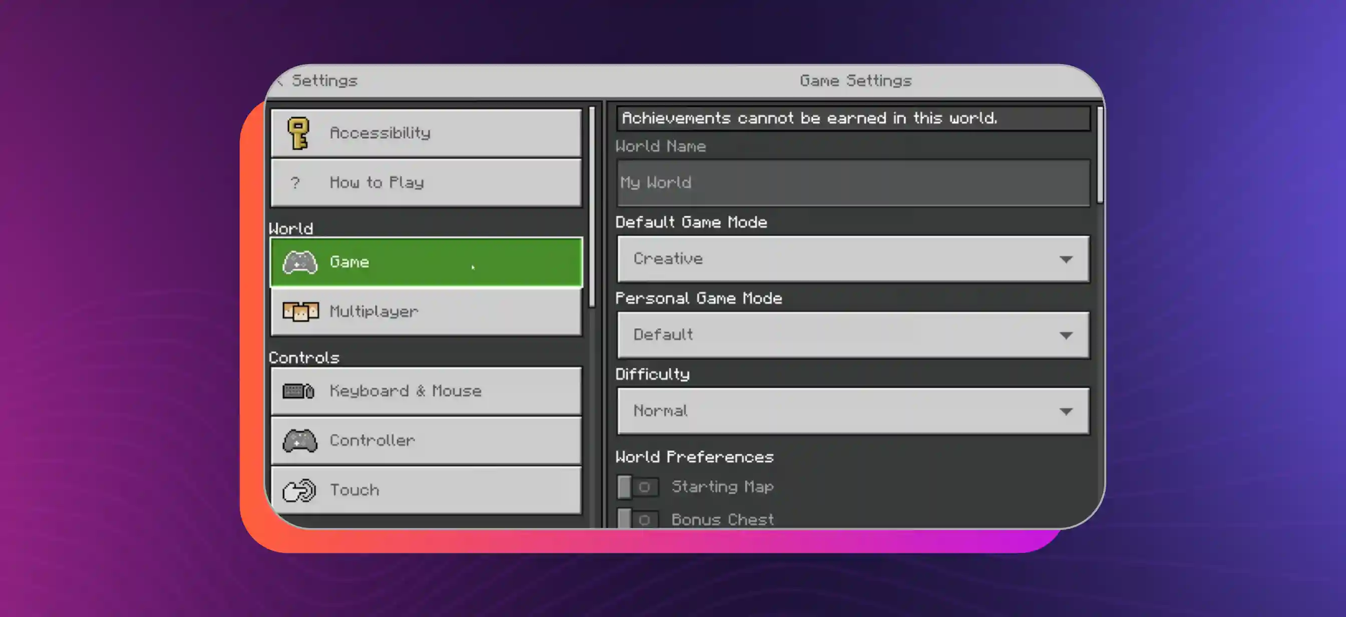 Accessibility Settings section