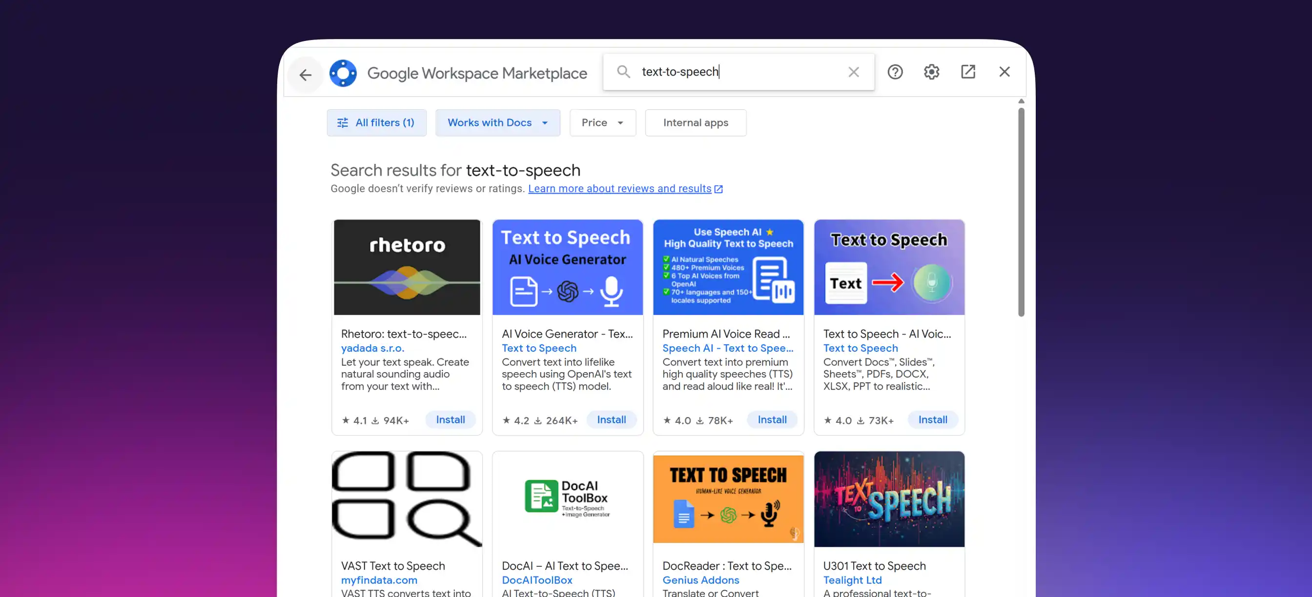 Search text-to-speech and install the add-on