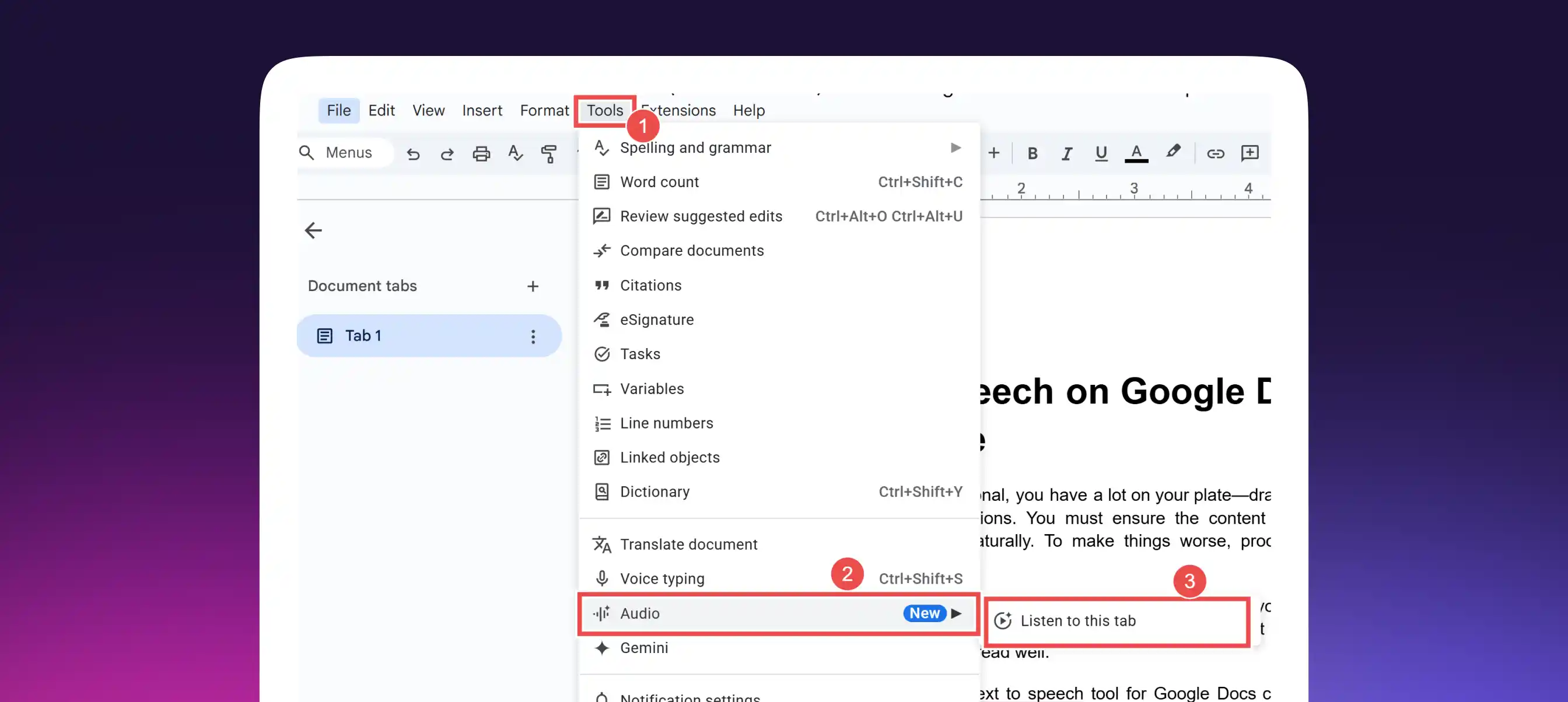 How to Enable Text-to-Speech in Google Docs
